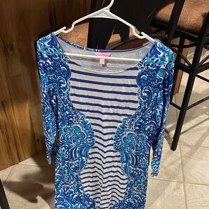 Lilly Pulitzer Blue and White Striped Dress